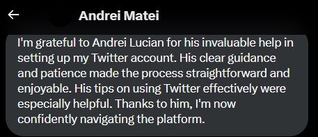Andrei Matei testimonial